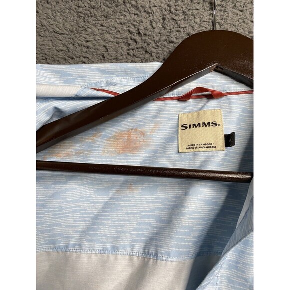 Mens Simms Button Up Fishing Short Sleeve Shirt Lightweight Large - Picture 3 of 16